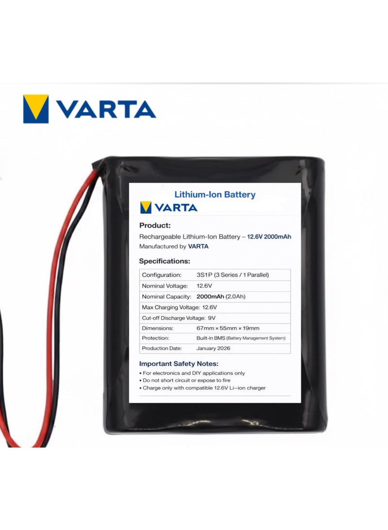 VARTA 12.6V Lithium-Ion Battery 2000mAh | Built-in BMS Protection - Image 4